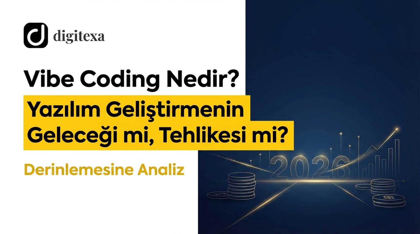 Vibe coding ve AI destekli yazılım geliştirme illüstrasyonu